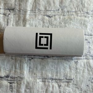 LIZ CLAIBORNE RETRO OFF WHITE AND BLACK LOGO FLAT SHAPE HARD CASE